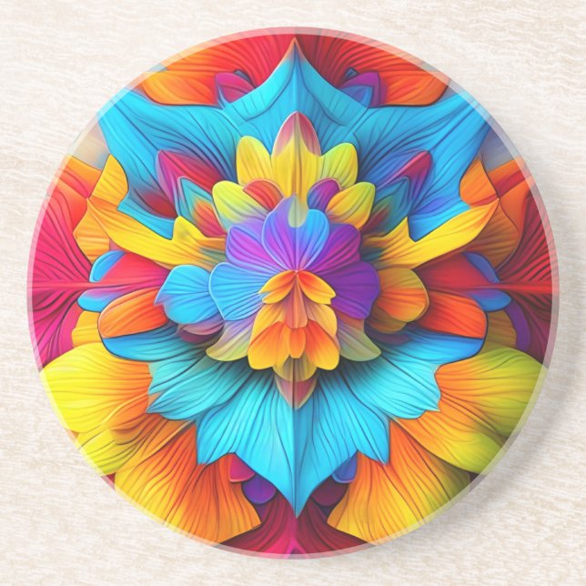 Farbenfrohe Blumengestalt Mandala Design-56756 Getränkeuntersetzer (Vorne)