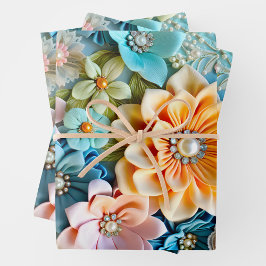 Farbenfrohe Blumengestelle Art Wrapping Paper Shee Geschenkpapier Set