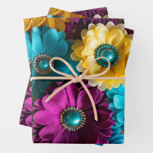 Farbenfrohe Blumengestelle Art Wrapping Paper Shee