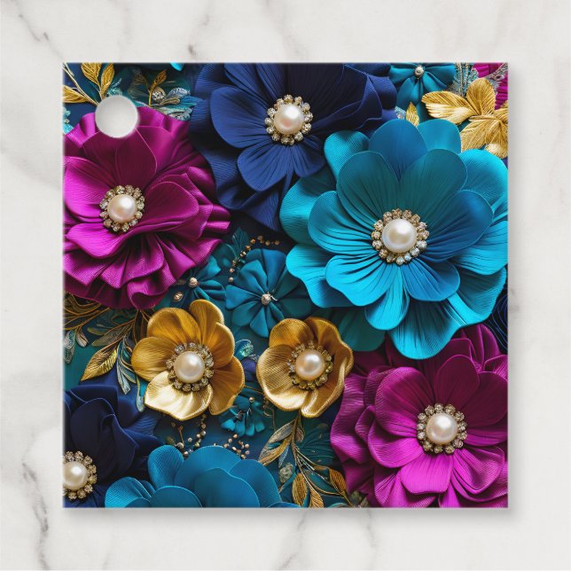 Farbenfrohe Blumengestelle Kunst - Geschenkartikel Geschenkanhänger (Vorderseite)