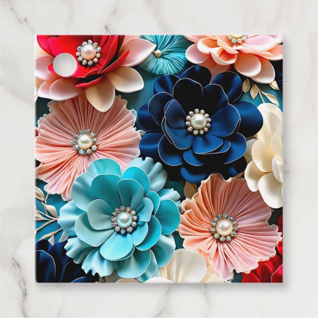 Farbenfrohe Blumengestelle Kunst - Geschenkartikel Geschenkanhänger (Vorderseite)