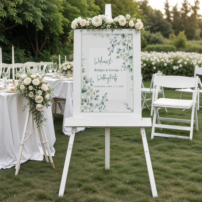 Farbenfrohe Blumengrün Mattiert Hochzeit Begrüßung Acrylschild (Von Creator hochgeladen)