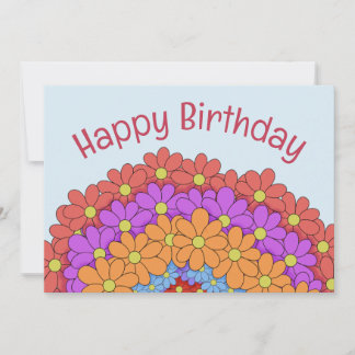 Farbenfrohe Blumengrüße zum Geburtstag Einladung