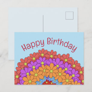 Farbenfrohe Blumengrüße zum Geburtstag Feiertagspostkarte