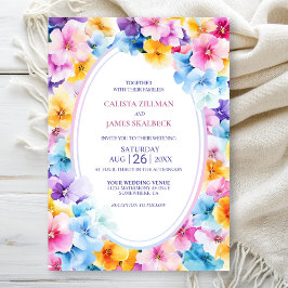 farbenfrohe Blumenhochzeit Einladung