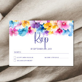 farbenfrohe Blumenhochzeit RSVP Karte