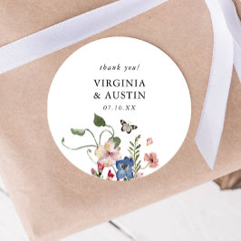 farbenfrohe Blumenhochzeit Runder Aufkleber