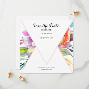 Farbenfrohe Blumenhochzeit Speichern Sie die Datum Save The Date