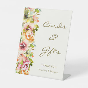 Farbenfrohe Blumenkarten und Geschenke Sockelschild