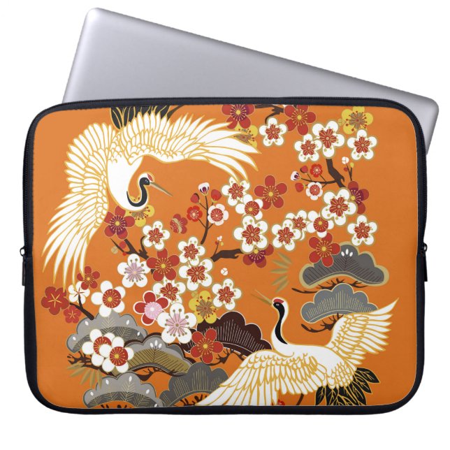 Farbenfrohe Blumenkrane Sakura Muster Laptopschutzhülle (Vorderseite)