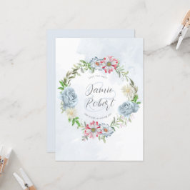 Farbenfrohe Blumenkräne Save the Date Einladung