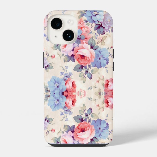 Farbenfrohe Blumenkunst iPhone Hülle (Rückseite)