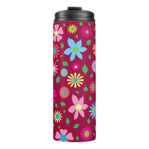 Farbenfrohe Blumenkunst Thermosbecher
