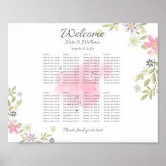 Farbenfrohe Blumenlandschaft Hochzeitssitze mit 8  Poster