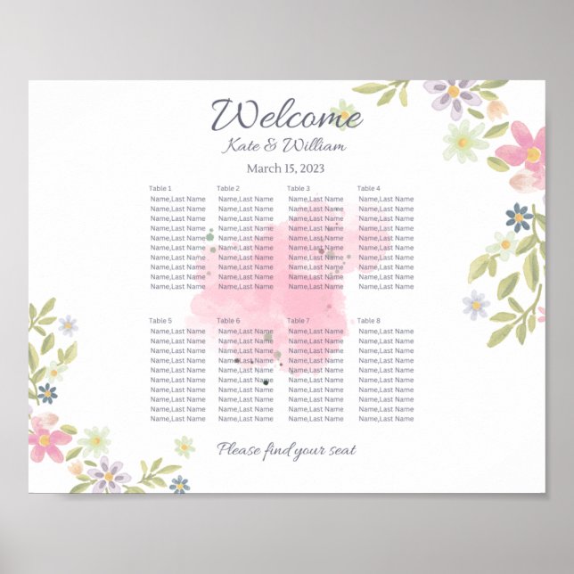 Farbenfrohe Blumenlandschaft Hochzeitssitze mit 8  Poster (Vorne)