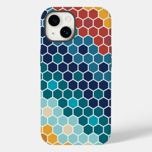 Farbenfrohe Blumenmosaik Hexagon Muster Case-Mate iPhone 14 Hülle