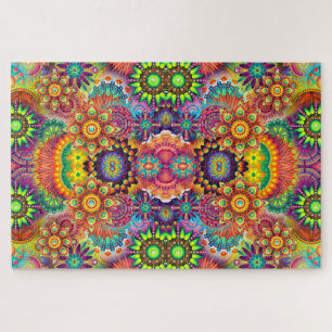 Farbenfrohe Blumenmuster Bouquet Mandala Puzzle