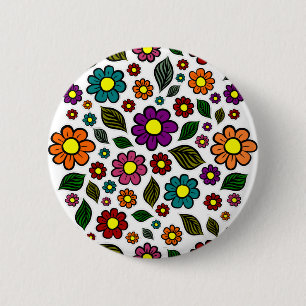 Farbenfrohe Blumenmuster Button