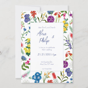 Farbenfrohe Blumenmuster Feminine Wedding Einladung