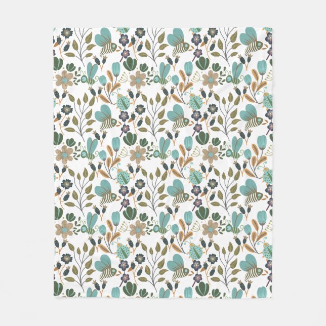 Farbenfrohe Blumenmuster Fleecedecke (Vorderseite)