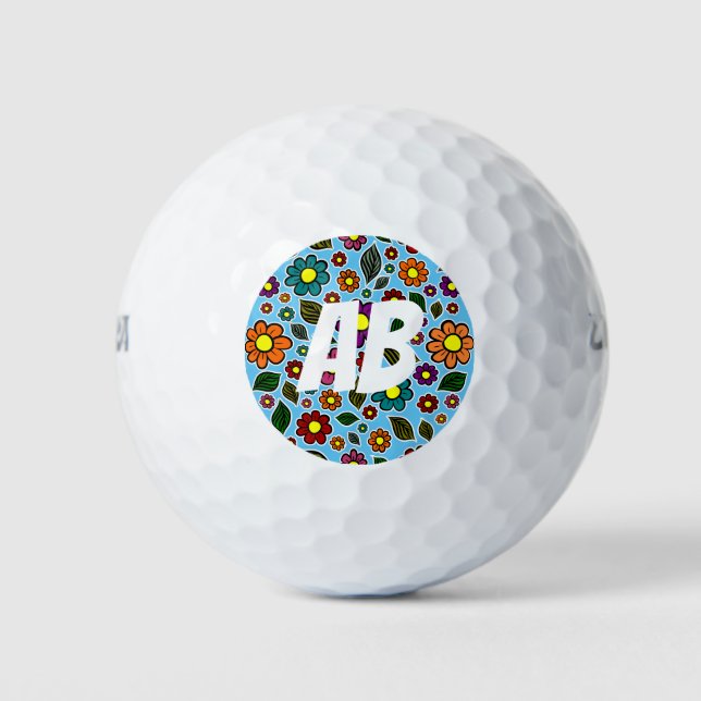 Farbenfrohe Blumenmuster Golfball (Vorderseite)