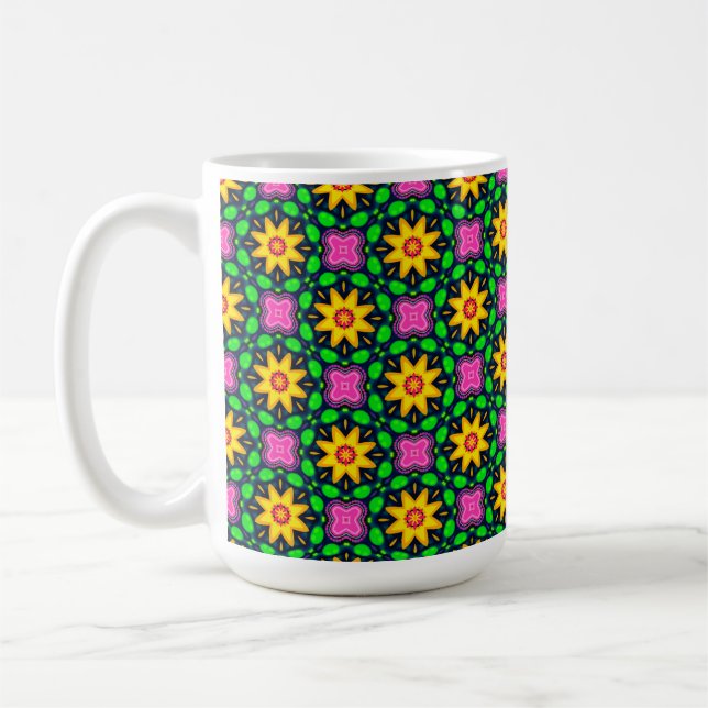 Farbenfrohe Blumenmuster Kaffeetasse (Links)