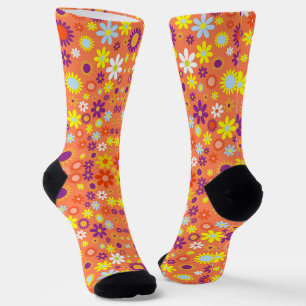 Farbenfrohe Blumenmuster * Korallenfarben Socken