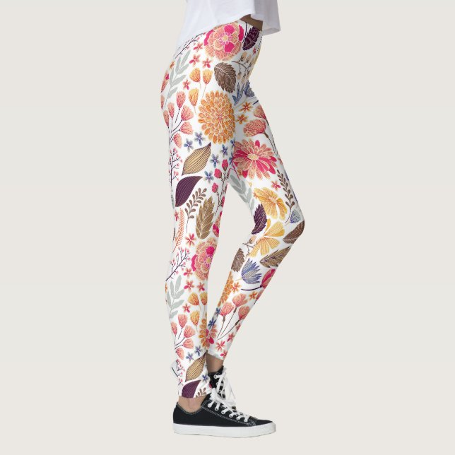 Farbenfrohe Blumenmuster Leggings (Rechts)