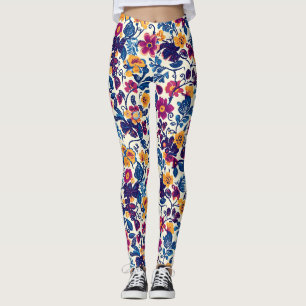 Farbenfrohe Blumenmuster Leggings