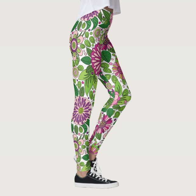 Farbenfrohe Blumenmuster Leggings (Rechts)