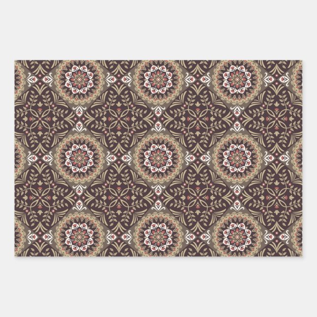 Farbenfrohe Blumenmuster nahtlos Geschenkpapier Set (Vorderseite)