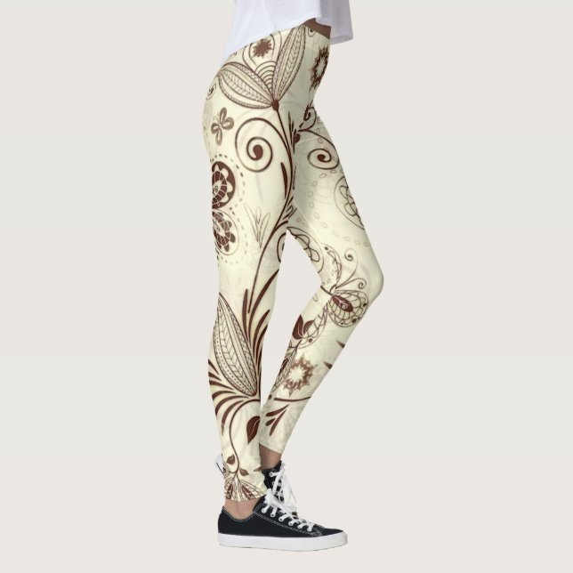 Farbenfrohe Blumenmuster nahtlos Leggings (Rechts)