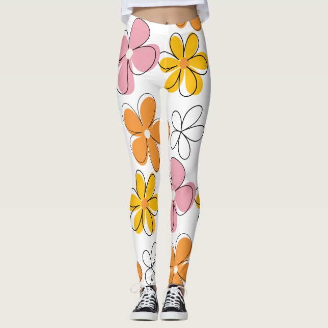 Farbenfrohe Blumenmuster Nahtloses Muster Minimali Leggings (Vorderseite)