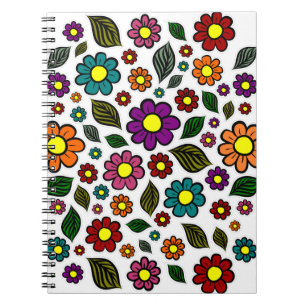 Farbenfrohe Blumenmuster Notizblock