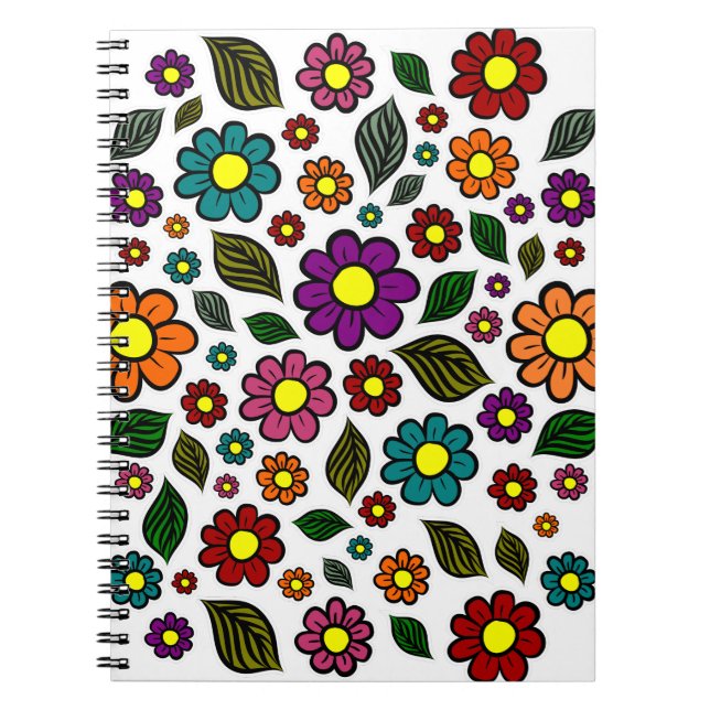 Farbenfrohe Blumenmuster Notizblock (Vorderseite)