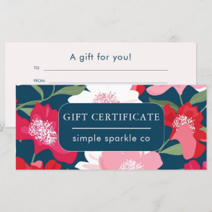 Farbenfrohe Blumenmuster Pink Blue Geschenkgutsche