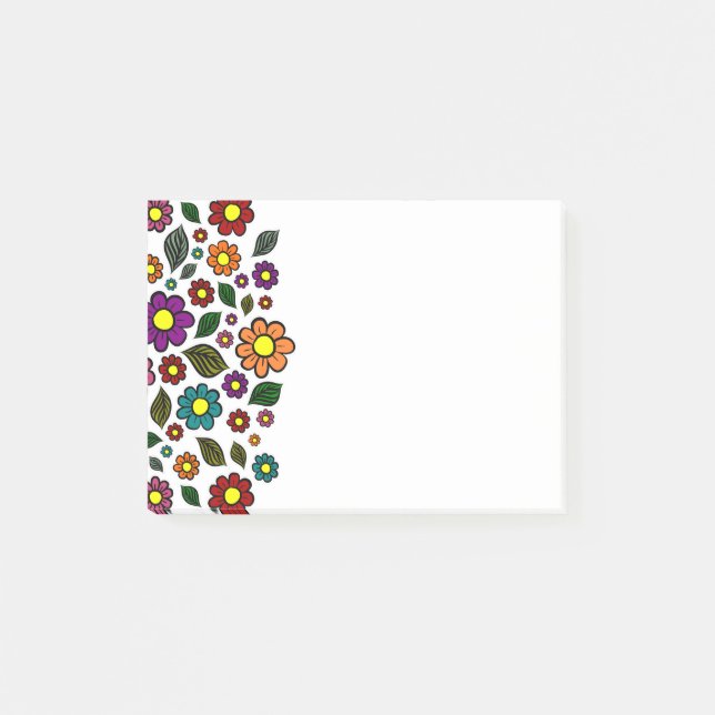 Farbenfrohe Blumenmuster Post-it Klebezettel (Vorderseite)