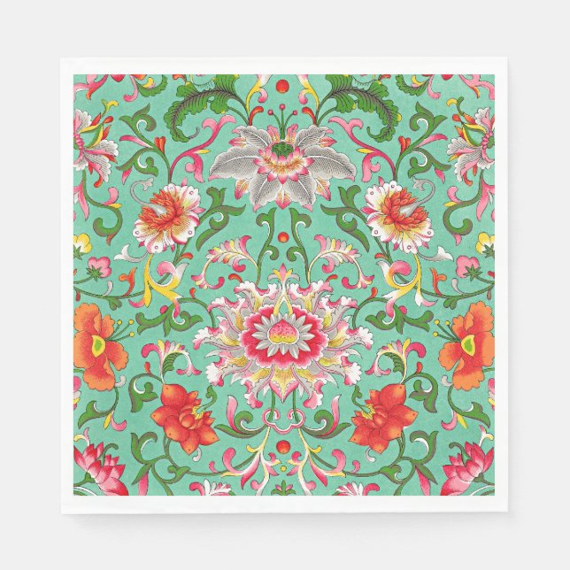 Farbenfrohe Blumenmuster Serviette (Vorderseite)