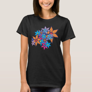 Farbenfrohe Blumenmuster T-Shirt