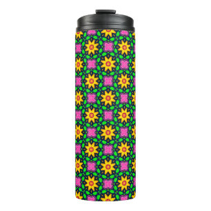 Farbenfrohe Blumenmuster Thermosbecher