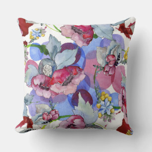 Farbenfrohe Blumenmuster Tropische Blume Blau Pink Kissen