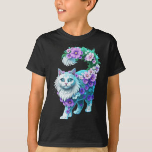 Farbenfrohe Blumenmuster Vintage Blume Art Cat L T-Shirt