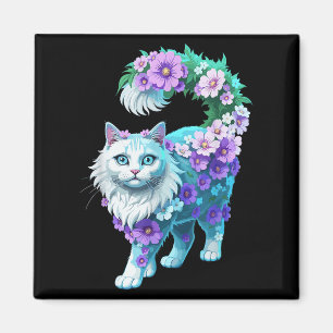 Farbenfrohe Blumenmuster Vintage Blumen Kunst Katz Magnet