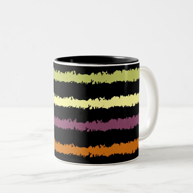 Farbenfrohe Blumenmuster Zweifarbige Tasse (VorderseiteRechts)