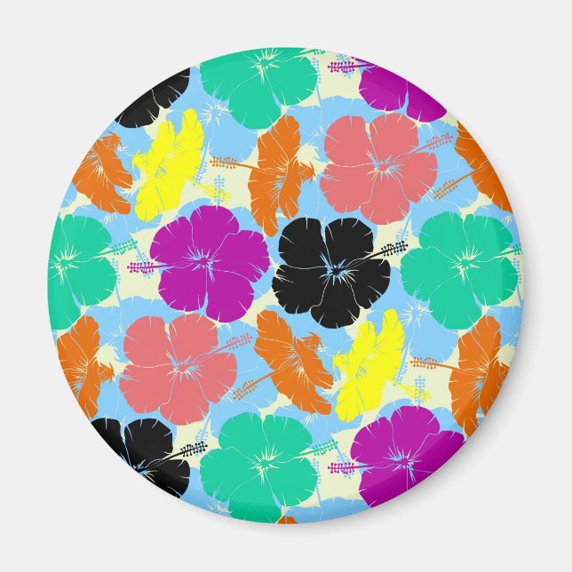 Farbenfrohe Blumenmusterdesign Magnet (Vorne)