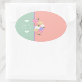 Farbenfrohe Blumenpfirsichgrün, individueller Dank Ovaler Aufkleber