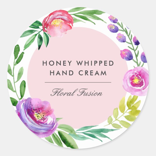 Farbenfrohe Blumenprodukte Runder Aufkleber (Vorderseite)