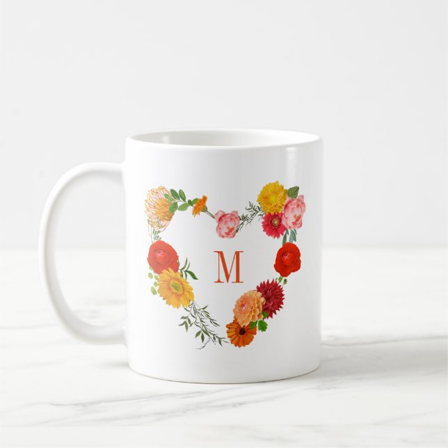 Farbenfrohe Blumenrege Tasse (Links)