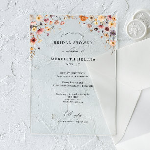 farbenfrohe blumenreiche Hochzeit-Brautparty Acryleinladungen