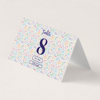 Farbenfrohe blumenreiche Hochzeitskarte Tischnumme Visitenkarten